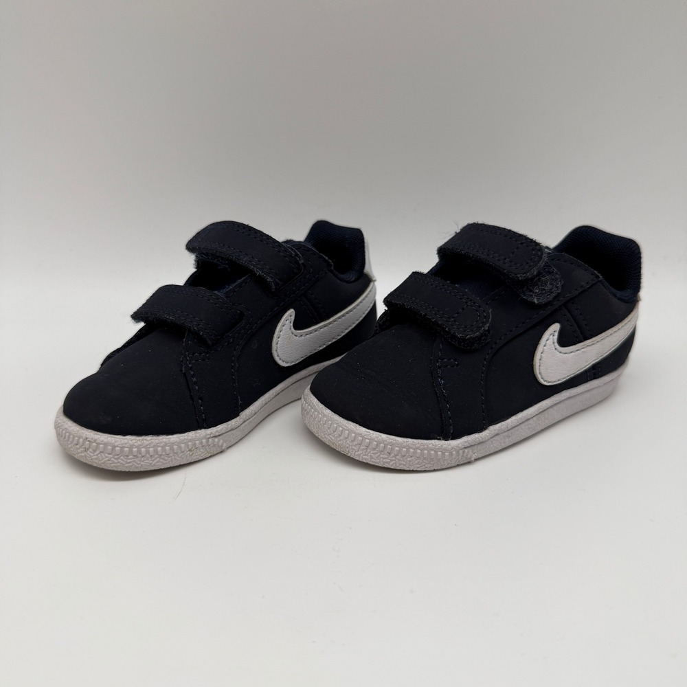 Nike Court Royale Sneaker Toddler 5C Obsidian Blue White Hook Loop 833537-400